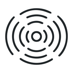 Sound waves emitting from central point abstract graphic design digital environment minimalist view. Vector outline illustration