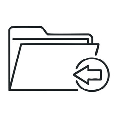 Folder upload action digital workspace graphic content online environment front view file management concept. Vector outline illustration