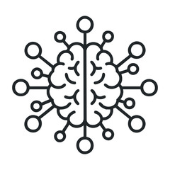 Exploring the intersection of brain science and technology in a digital universe. Vector outline illustration