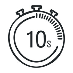 10-second countdown timer display digital format timer screen minimalistic time management. Vector outline illustration