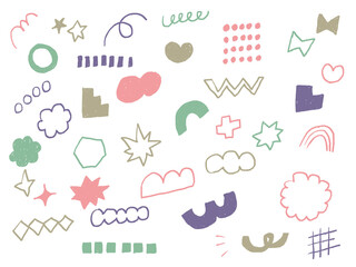 手描きあしらいセット　幾何学模様　落ち着いた色