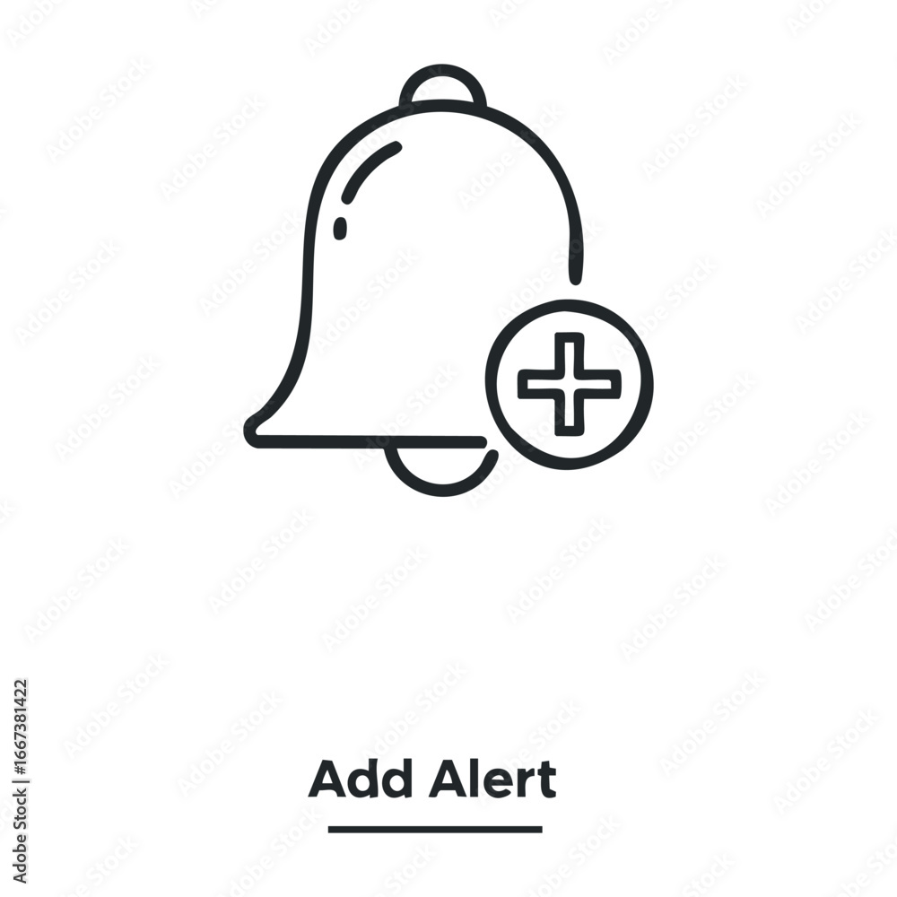 Poster add alert notification bell icon digital interface graphic design minimalist style user interface co