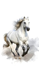 Majestic white horse in motion
