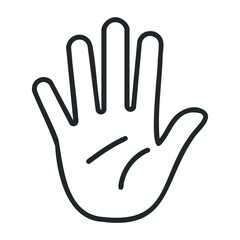 Obraz premium Hand gesture signifying stop graphic design concept minimalist art digital environment abstract view visual communication. Vector outline illustration