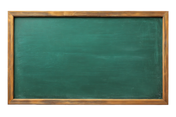 Empty Green Chalkboard With Wooden Frame On Transparent Background, PNG