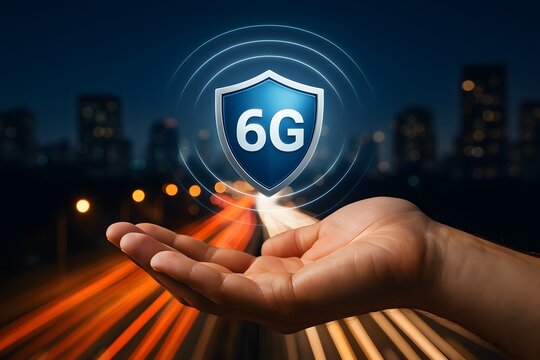 The futuristic 6G network protection and digital security concept.  - Powered by Adobe