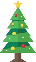 Obraz premium Abstract Christmas tree vector illustration with a star and ornaments, perfect for holiday season decoration and celebration design