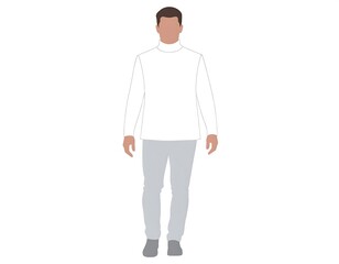 Male figure in white turtleneck and pants