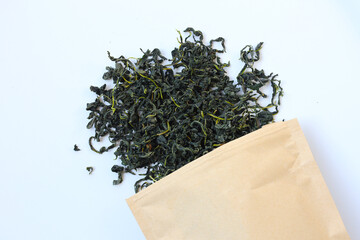 Dried mulberry leaves, commonly used for herbal tea and traditional remedies.