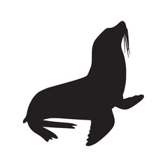 Seal silhouette vector icon. Sea lion graphic symbol, isolated on white background. Marine animal wildlife logo design element.  © Journey