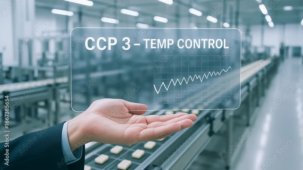 Poster haccp hazard analysis ensures critical control point management with hand temperature control graph 