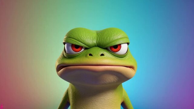 Grumpy Frog: 3D Animated Close-Up of an Angry Amphibian