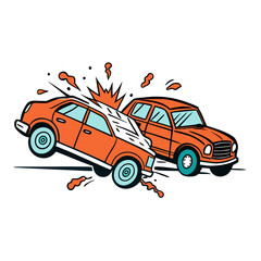 vector illustration of a two car crash