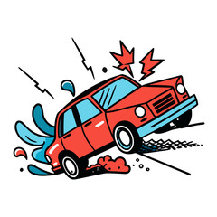 fire car crash vector illustration