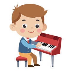 boy playing piano vector