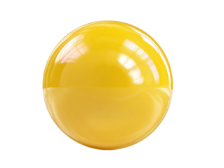 Glossy Yellow Sphere on Transparent Background, PNG
