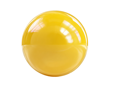Glossy Yellow Sphere on Transparent Background, PNG