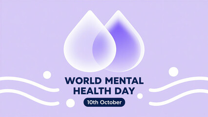 World Mental Health Day: A light purple background with a water droplet pattern, representing mental health concerns, used for public welfare promotion and mental health activity promotion scenes.