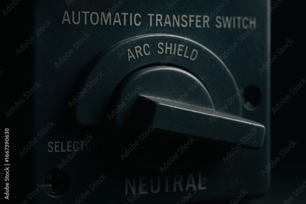 Poster automatic transfer switch with arc shield and neutral selector lever used for power outage protectio