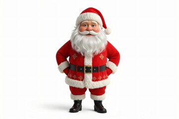 Fototapeta premium Jolly Santa Claus, studio shot, white background, Christmas