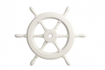 White ship steering wheel isolated on transparent background, perfect for nautical or maritime-themed projects
