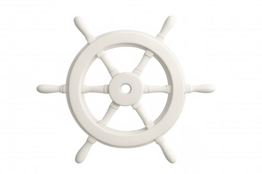 White ship steering wheel isolated on transparent background, perfect for nautical or maritime-themed projects