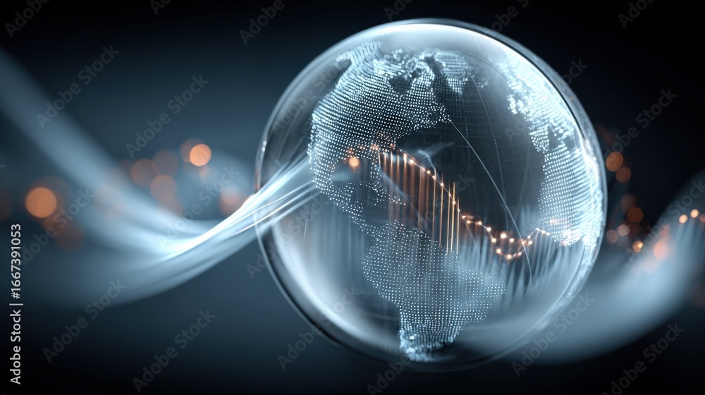 Aufkleber global data visualization in sphere with chart overlay for business analysis and technological advan