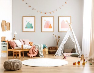 Cozy children's room with teepee