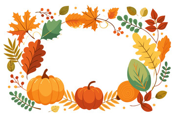 Naklejka premium Autumn decorative frame template with leaves and pumpkins
