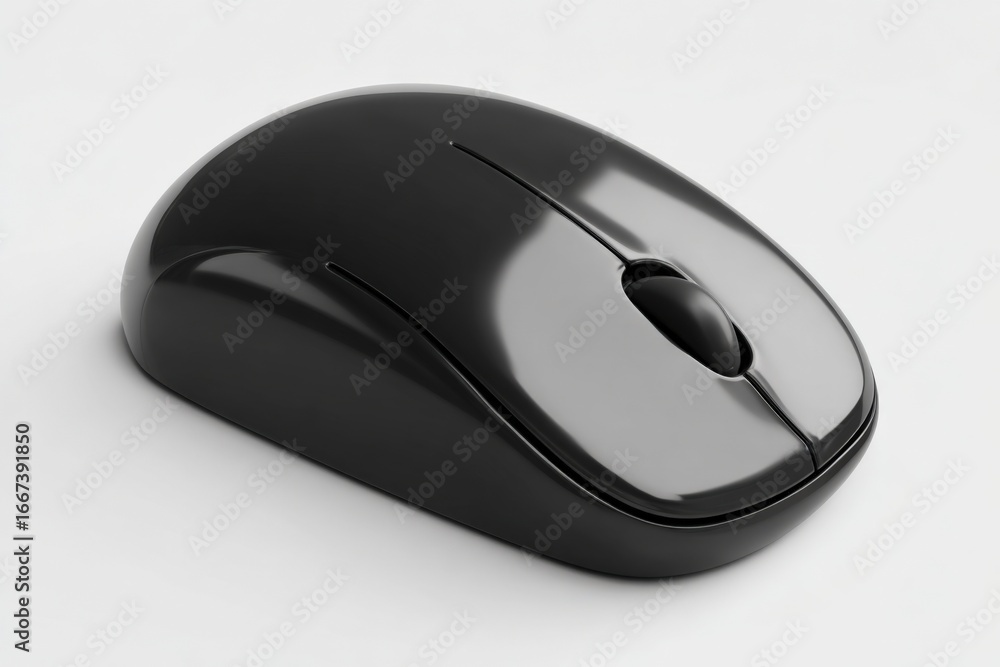 Aufkleber sleek black computer mouse with scroll wheel on white background for technology concepts