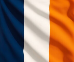 Fototapeta premium 3D waving flag inspired by New York City, USA – blue, white, and orange vertical stripes, no official seals, stock illustration.