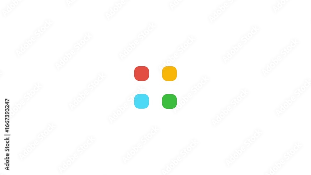 Aufkleber multicolored dots rotating animation on white background