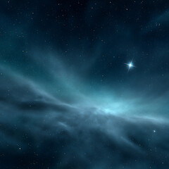 Fototapeta premium a single star forming from a nebula and evolving into a bright, mature star, stellar evolution,