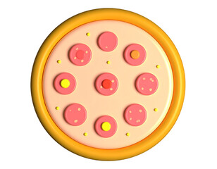 Fototapeta premium 3D pizza graphic, orange crust, pink/peach toppings