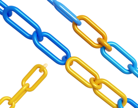 Interlocking colorful chain links suggest connection strength and unbreakable bonds