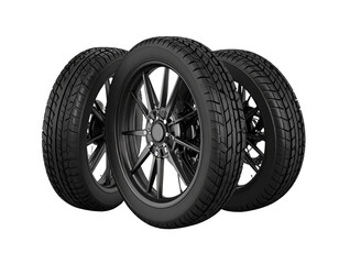 Obraz premium Sleek automotive tires with detailed tread and modern rims offer a powerful sense of motion.