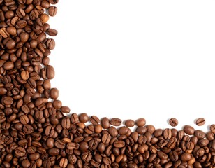 Coffee beans forming a corner border