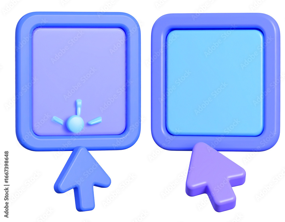Poster choice selection 3d render of a mouse pointer clicking on buttons for form filling