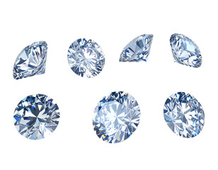 Assorted Diamonds isolated on black, glimmering, for Jewelry mockup or ad