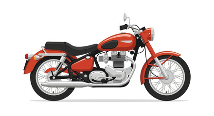 Obraz premium Classic red motorcycle side view isolated on white offering vintage appeal