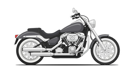 Obraz premium Monochrome illustration of an iconic cruiser motorcycle on white ground