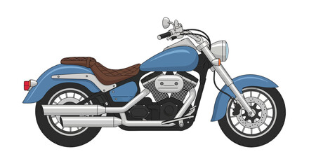 Obraz premium Stylized Illustration of a Classic Blue Motorcycle with Brown Seat Design