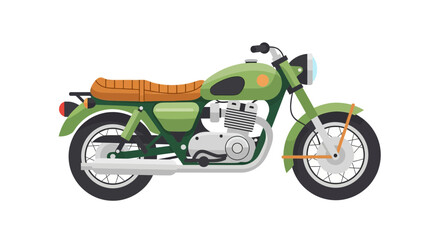 Obraz premium Stylized illustration of a classic green motorcycle with brown seat