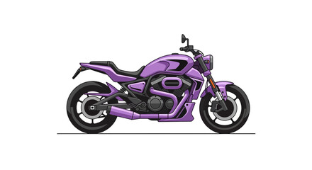 Stylized purple motorcycle on a plain background showcasing design elements