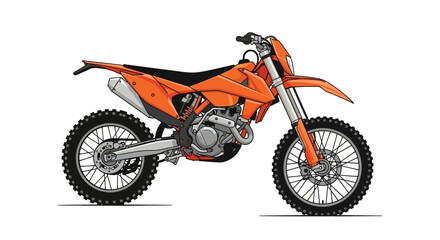 Fototapeta premium Stylized Orange Enduro Motorcycle Illustration on Clean White Backdrop