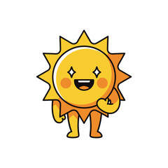Happy Cartoon Sun Character.