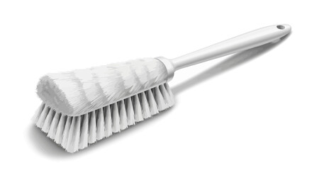 Isolated illustration of a cleaning brush with white bristles and handle
