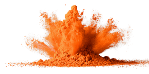 Orange Powder Exploding on Transparent Background, PNG