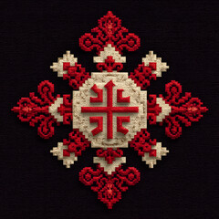 Swastik red Indian spiritual symbol. Hinduism Swasti Illustration. Symbol and ords of blessings