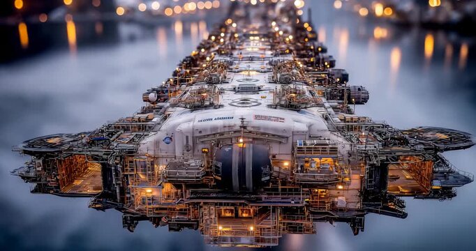 Massive cargo bay filled with colonization supplies and equipment mechanical loading systems active scale emphasizing journey's magnitude industrial aesthetic